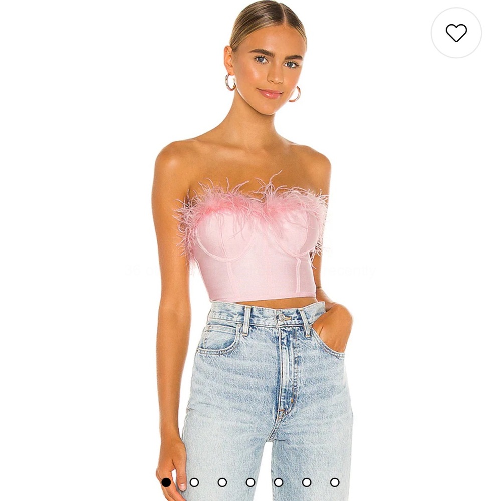 Pink Bustier Top with Feathers Revolve